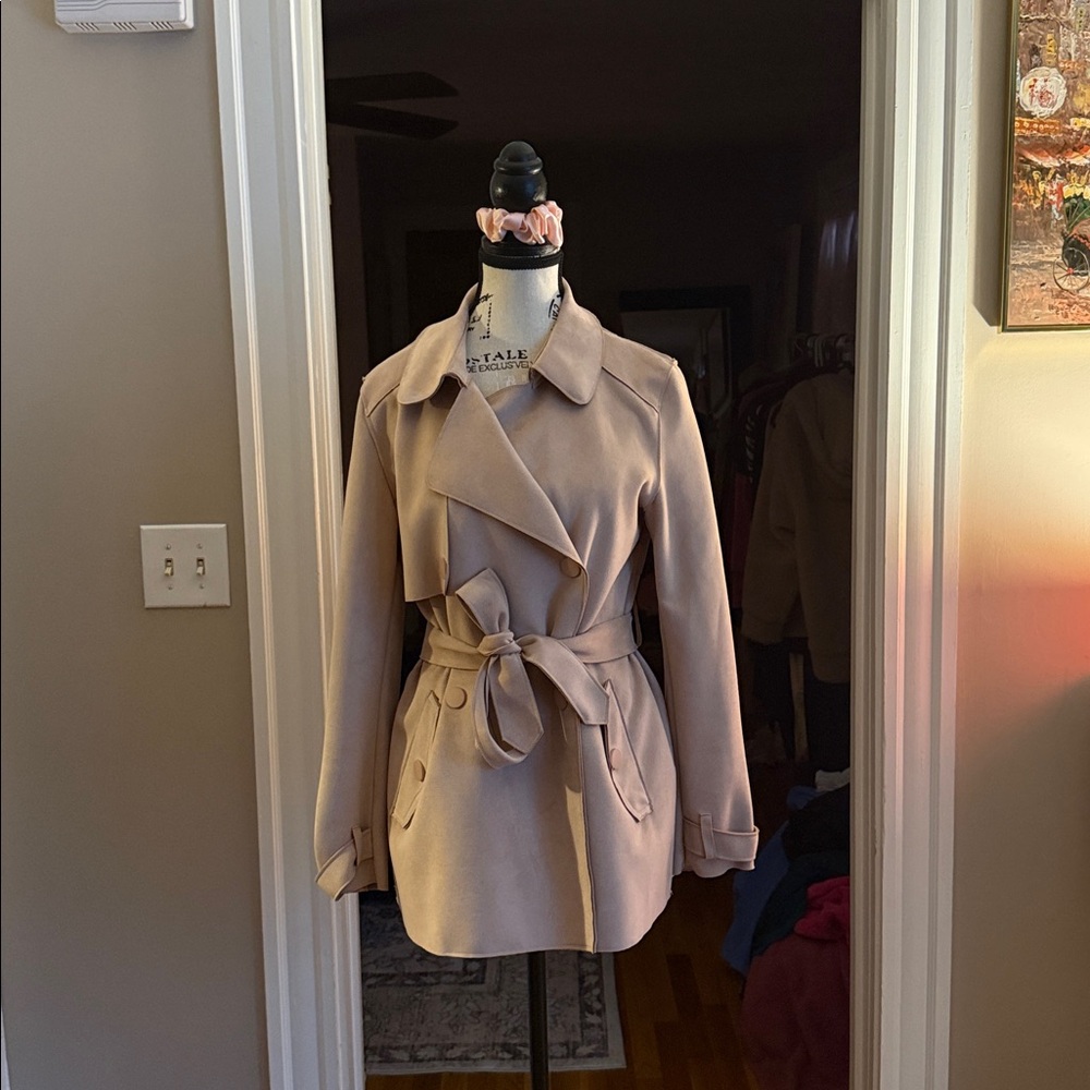 Elegant Belted Pink Coat